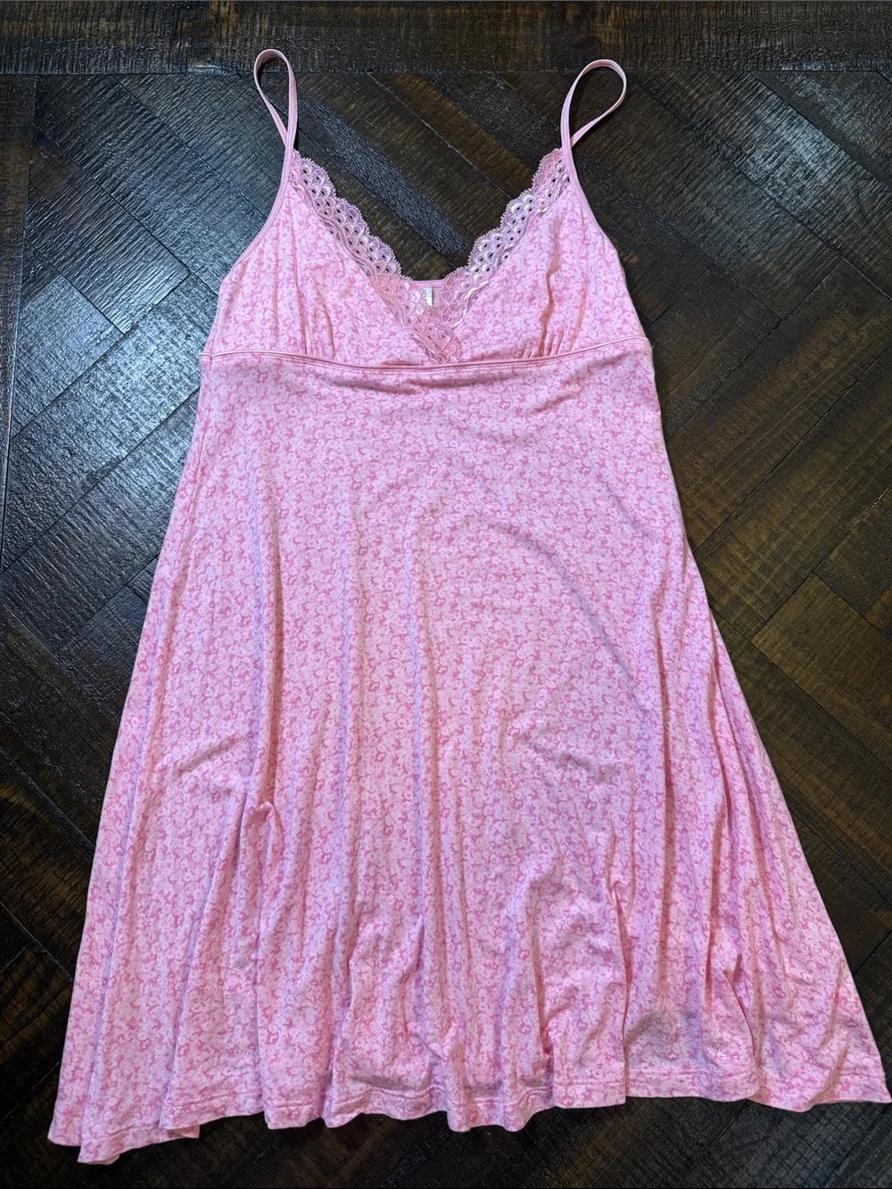 Y2K Old Navy Intimates Pink Floral Lace Babydoll Slip‎ Dress S